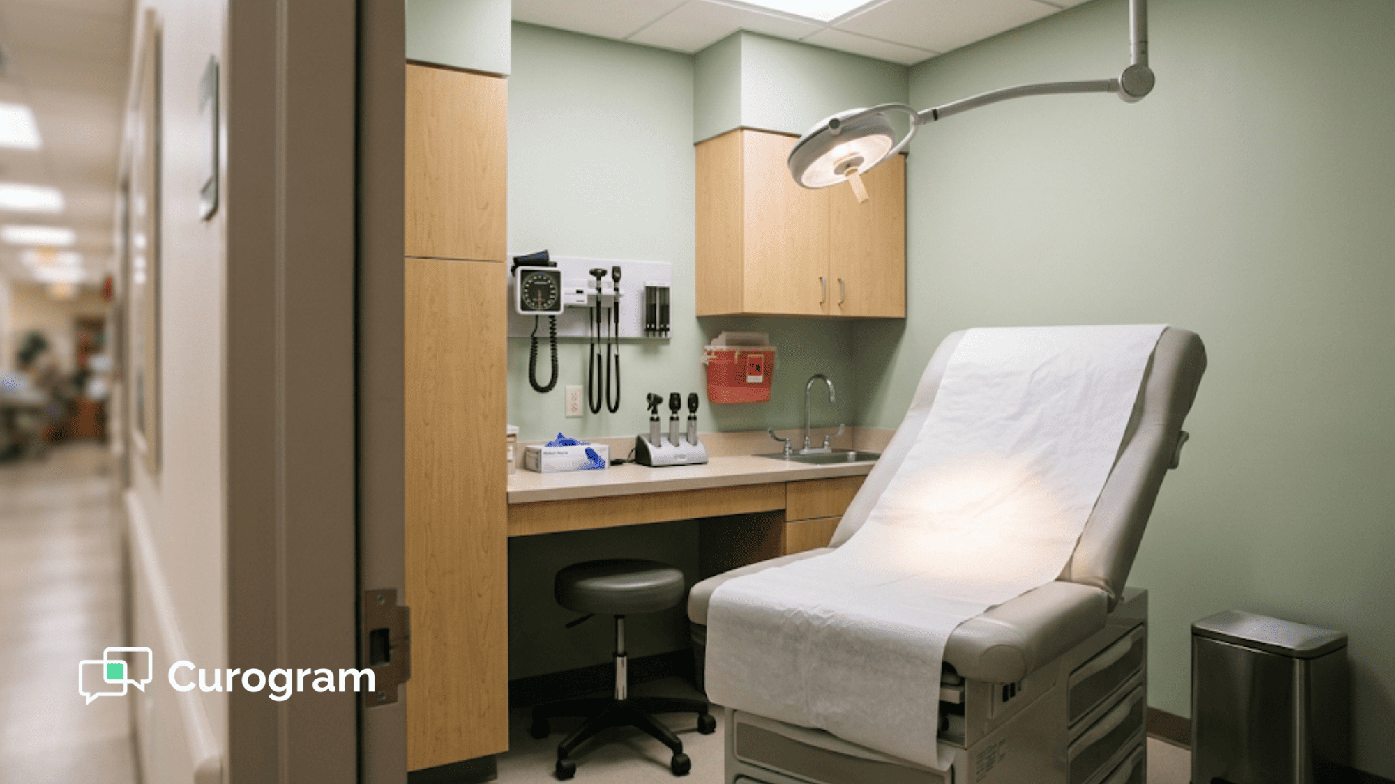 Unused outpatient exam room ready for a patient who never booked a follow-up visit