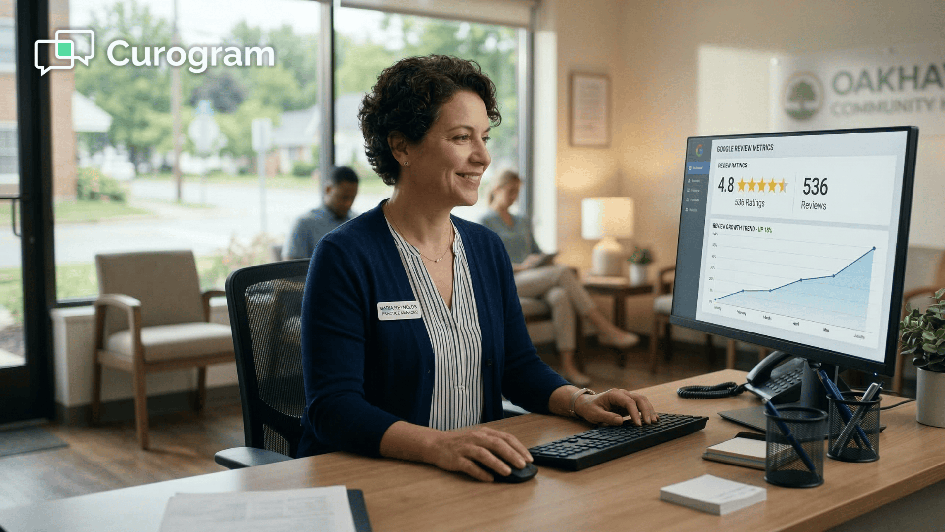 Practice manager reviewing automated Google review results on clinic dashboard