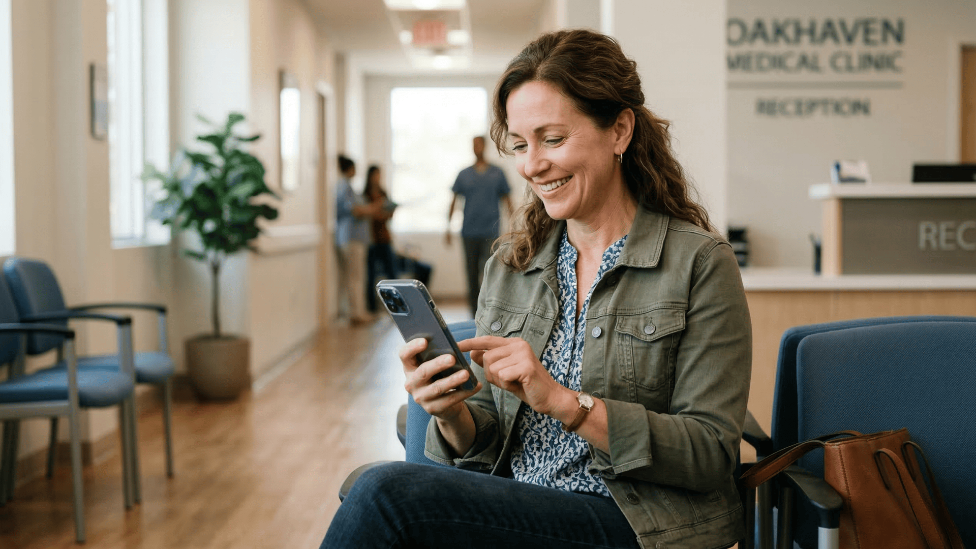 Patient responding to post-visit review text from her Azalea Health clinic