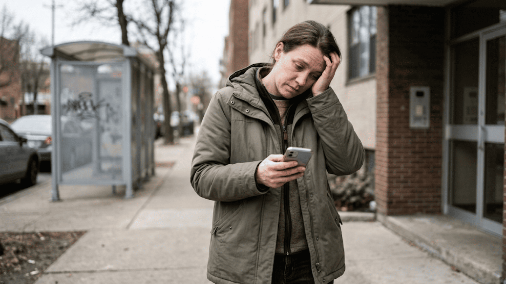 Behavioral health client looking frustrated with a phone