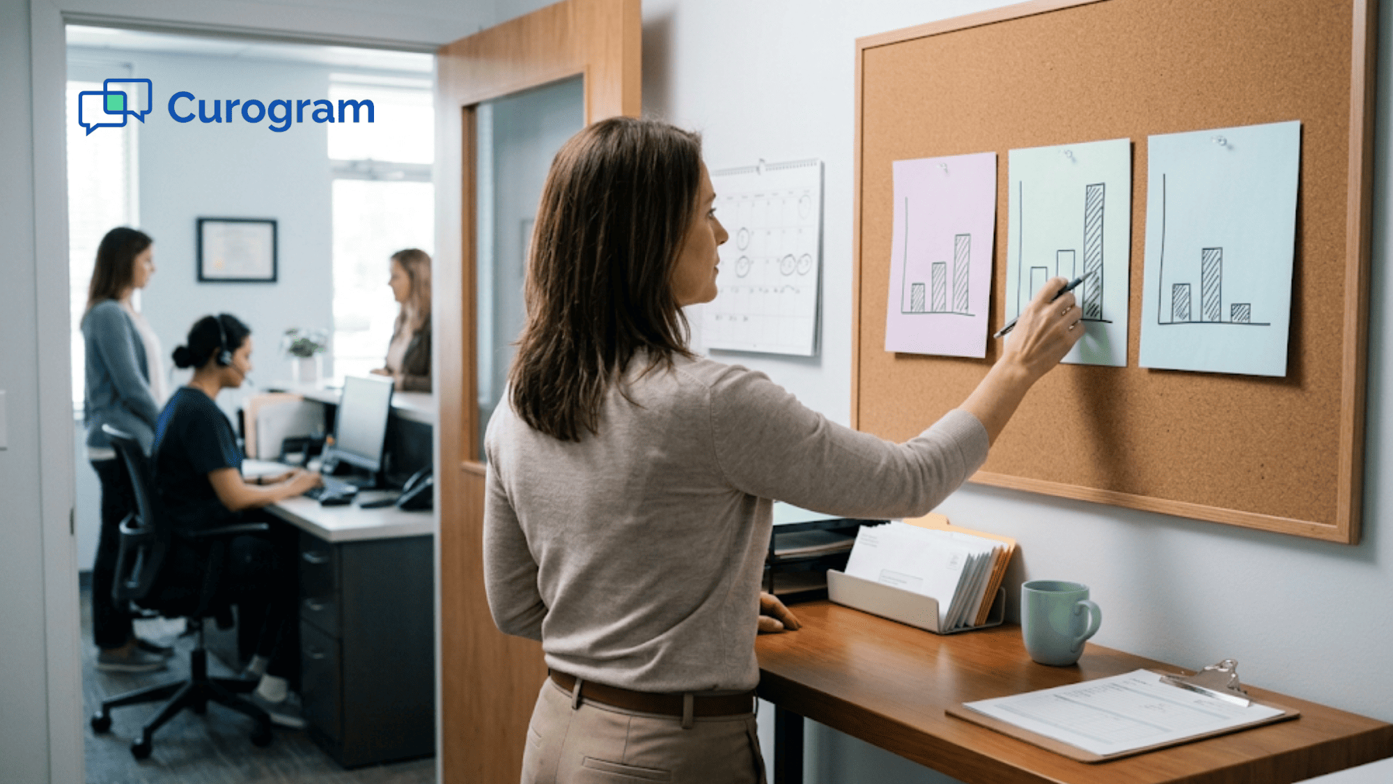 Practice administrator compares three location schedules to see which front desk carries the heaviest workload