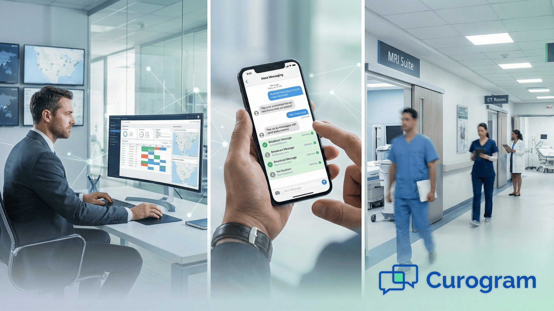 Multi-location imaging network management using mass texting to optimize scheduling and throughput