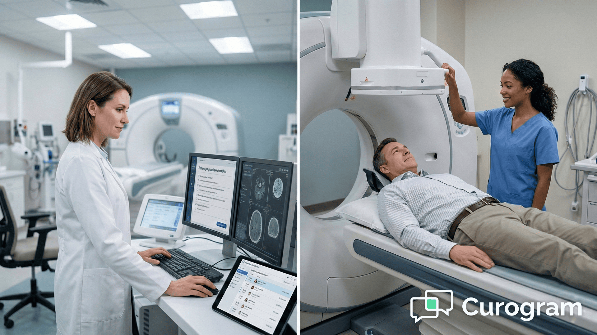 Healthcare admin using GE Centricity software to send automated patient appointment reminders