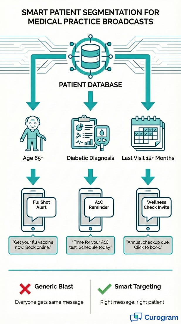 Infographic comparing generic medical blasts to smart patient segmentation strategies