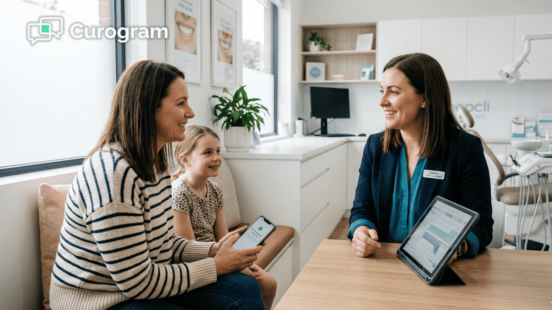 Parent and child at orthodontic consultation with treatment coordinator