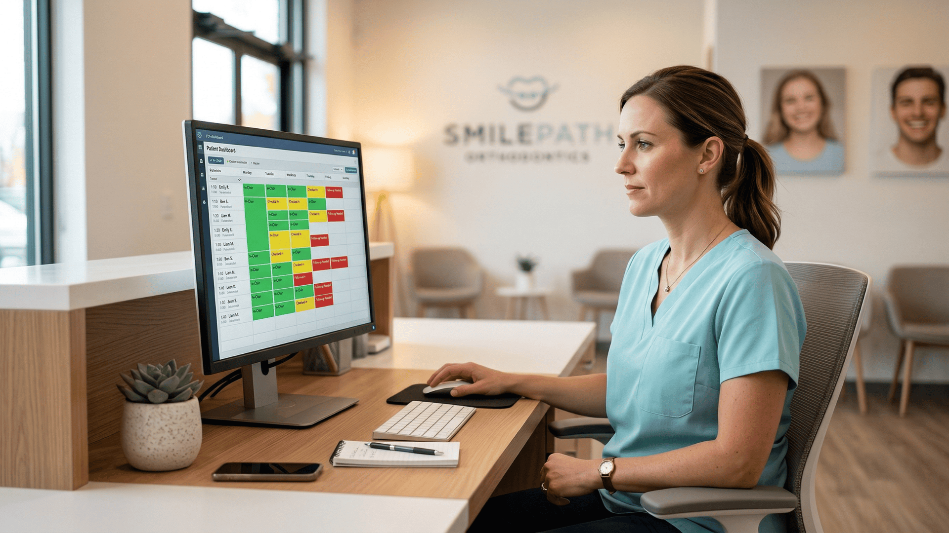 Treatment coordinator reviewing Cloud 9 patient intake status on dashboard