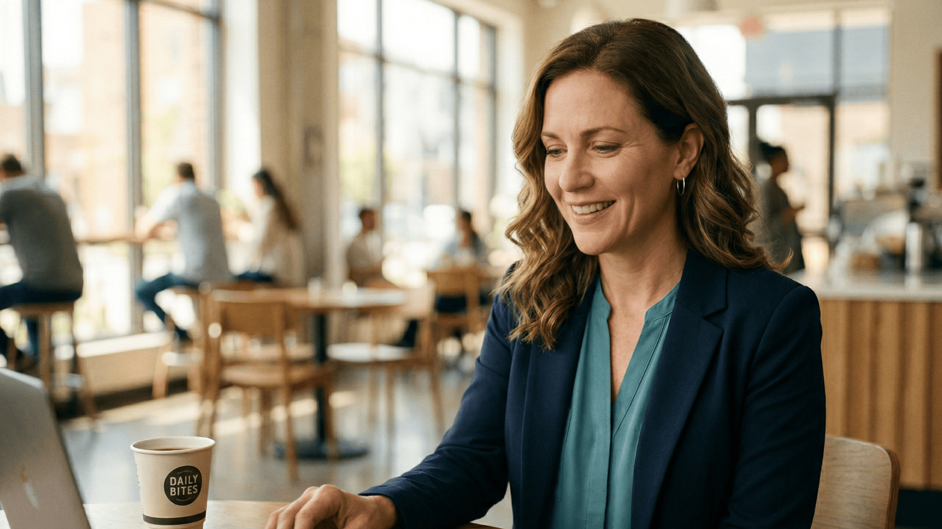Parent reading a text from orthodontist's office on smartphone during work break