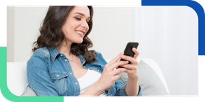 Female Texting Gem Frame wide 2