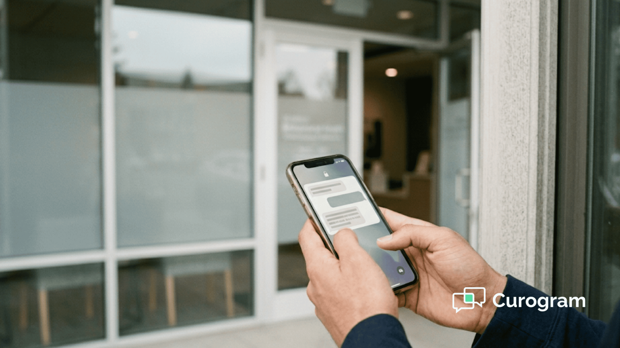 Person checking an SMS appointment reminder on a smartphone
