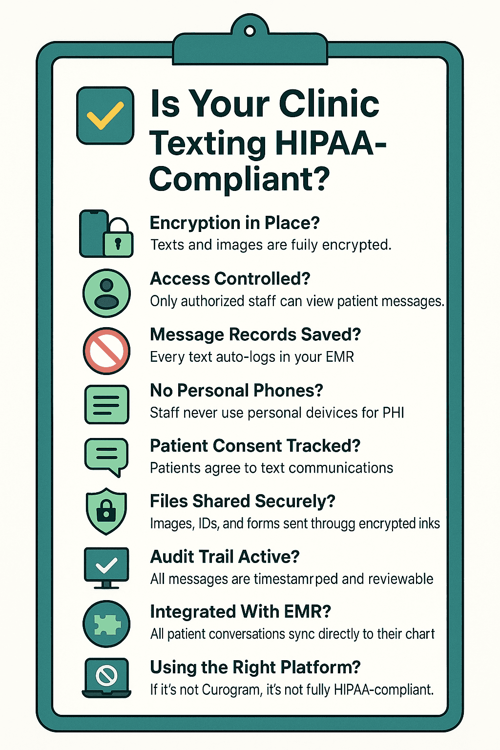 Detailed checklist to know if your communications is HIPAA-compliant