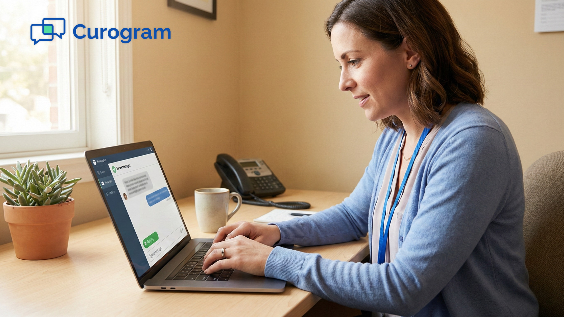 Counselor responds to a patient through a HIPAA-compliant texting dashboard