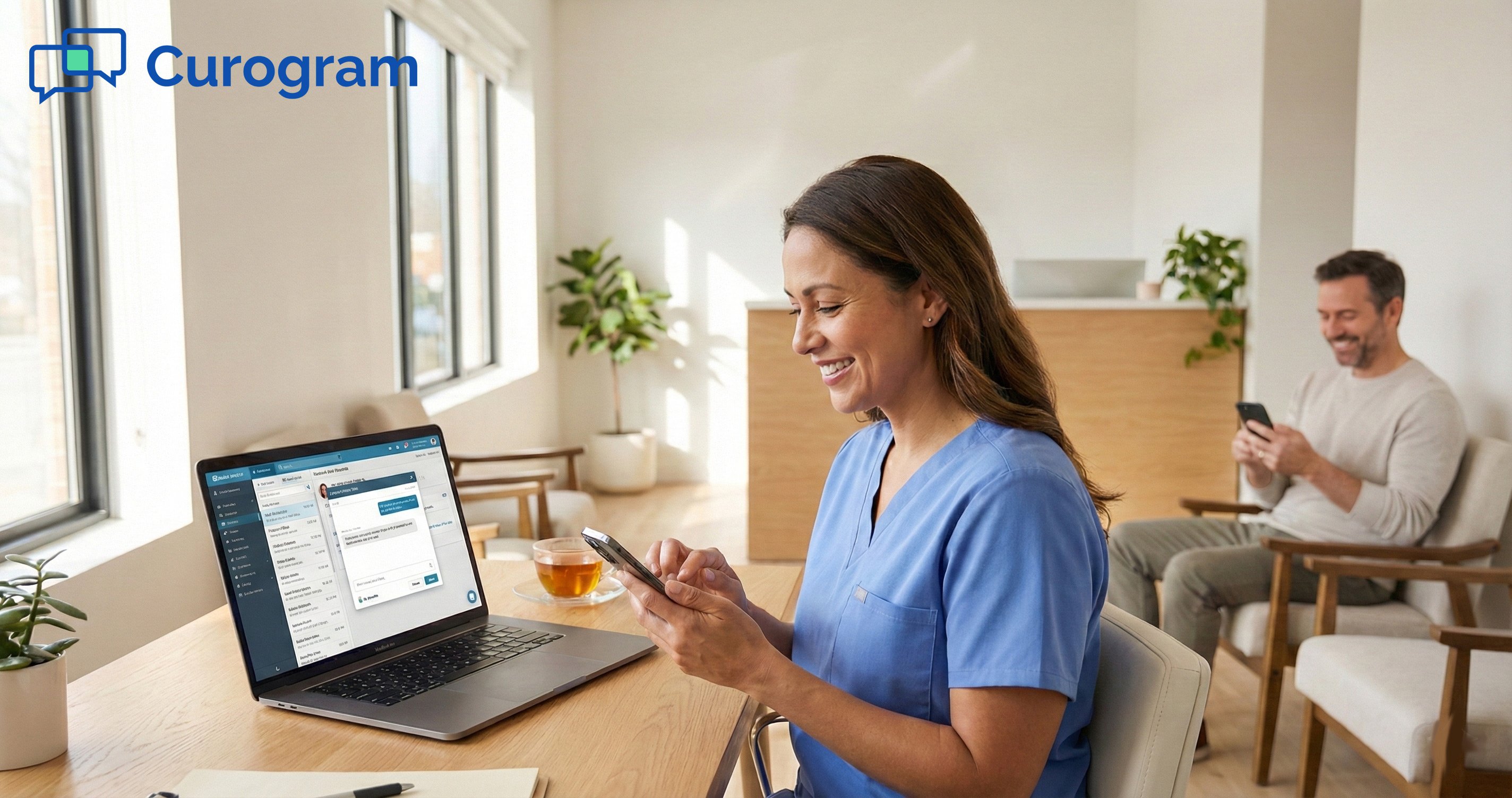 Doctor using secure messaging in a clinic