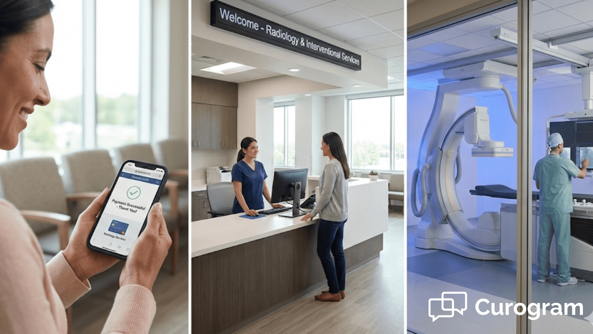 Patient paying medical bill by text before imaging appointment