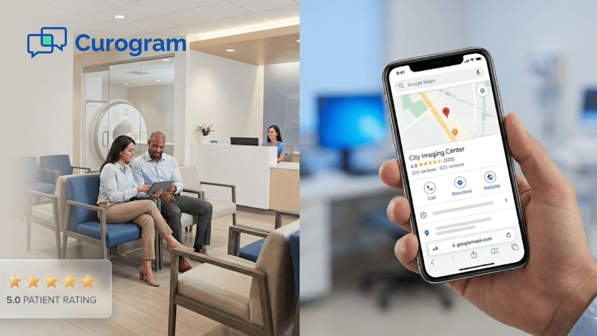 Healthcare consumer comparing imaging center reviews online