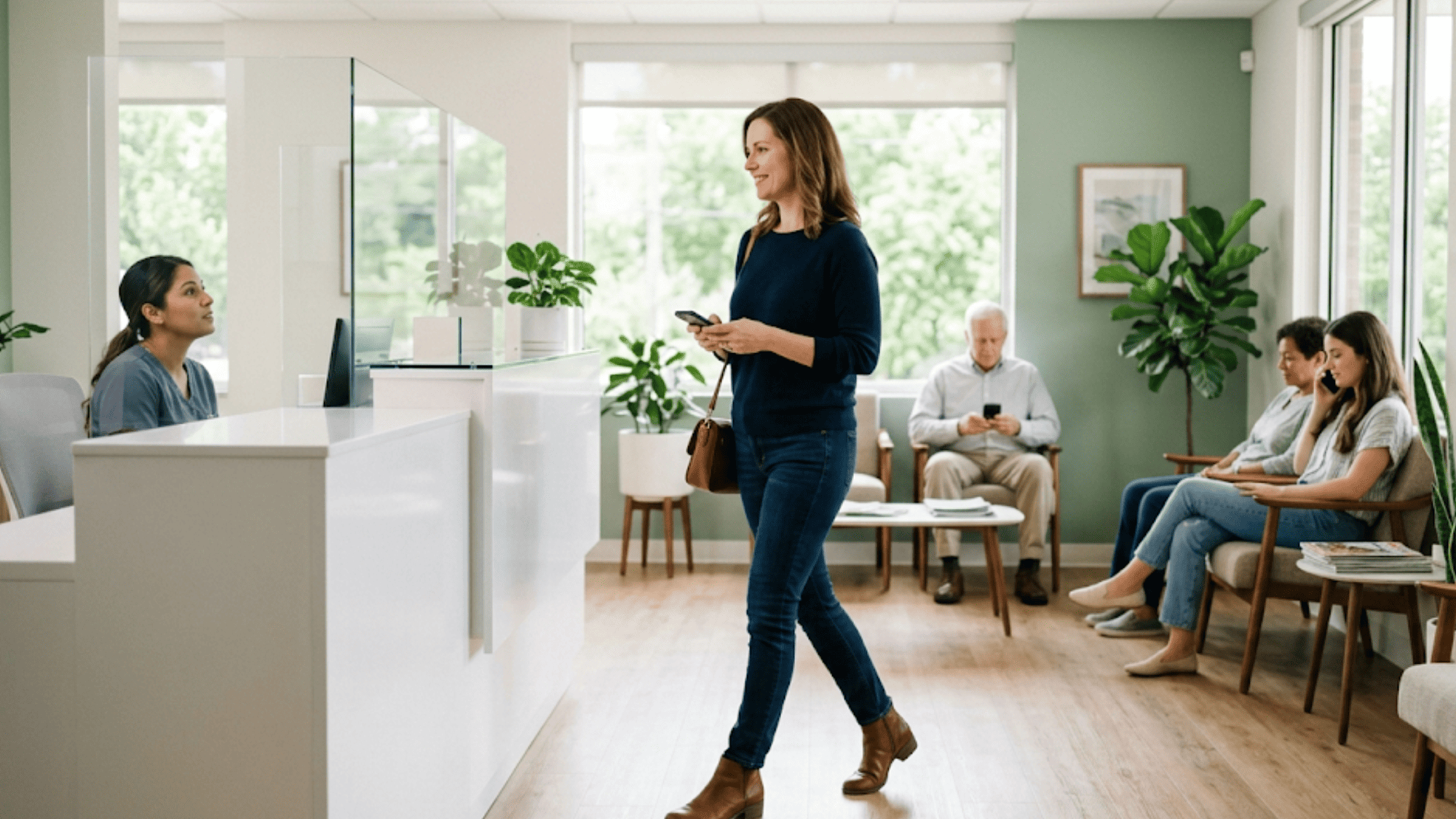 New patient walking into a modern medical practice without paperwork