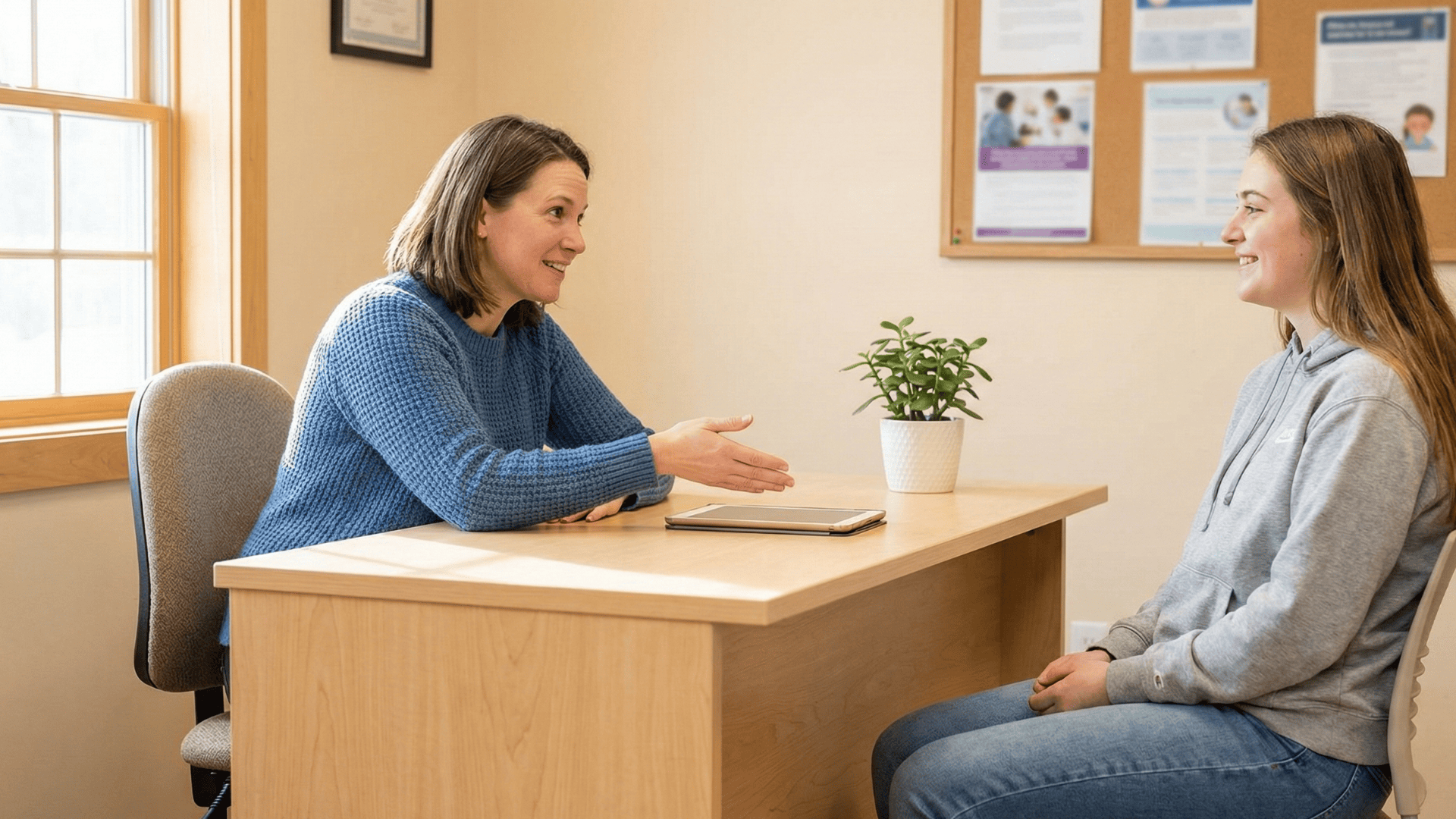 Patient meeting with clinic staff after first contact through text messaging