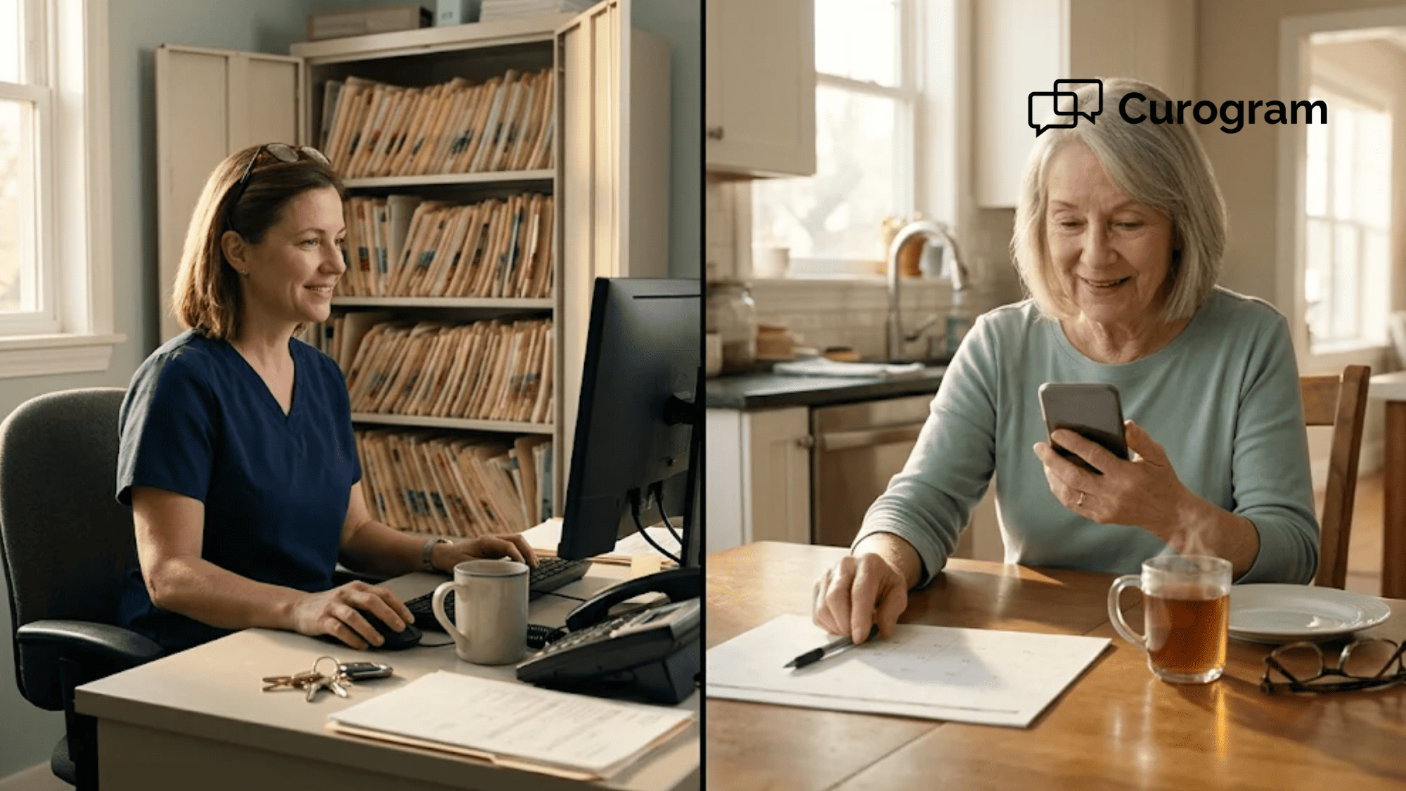 Office manager sends a recall text from her Lytec practice as an older patient reads it at home