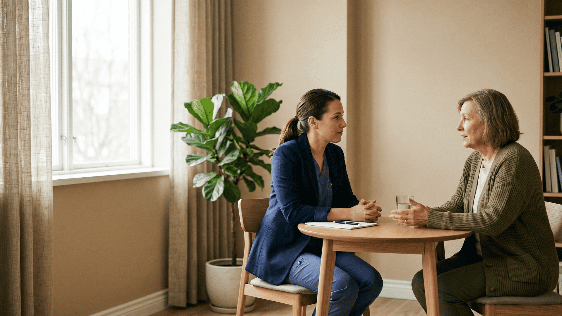 Doctor and patient in candid consultation room conversation during a medical visit