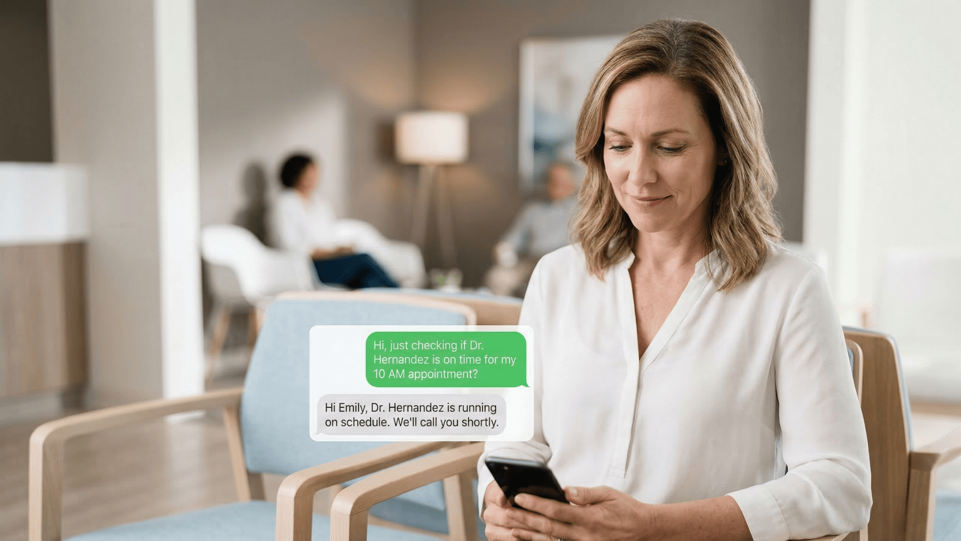 Patient texting a clinic directly — no portal login needed