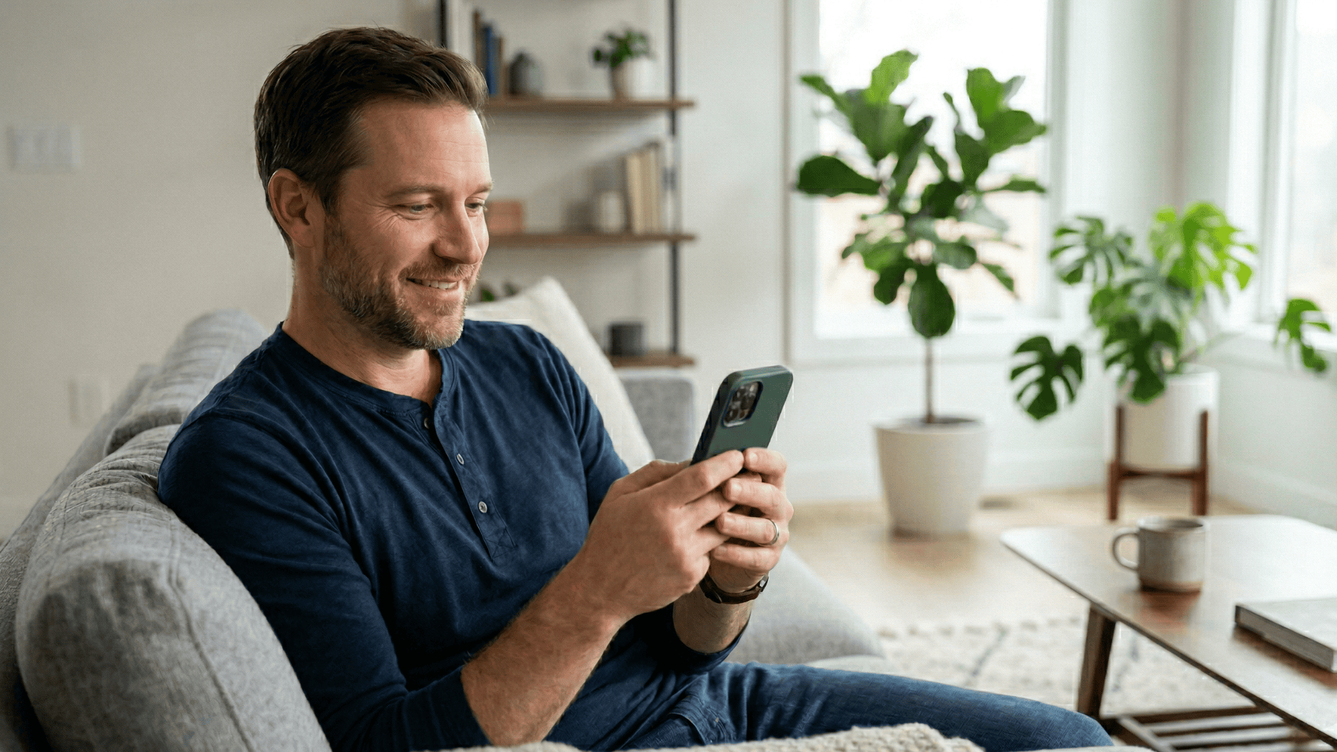 Patient paying medical bill via SMS text link on smartphone