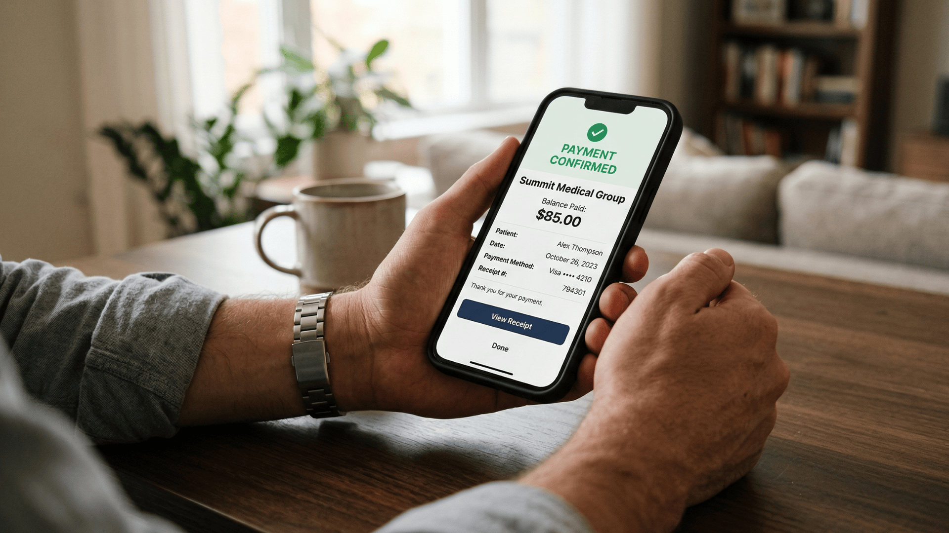 NextGen patient pay bill text message no portal no login no paper statement two-tap secure payment link enterprise mobile - landscape