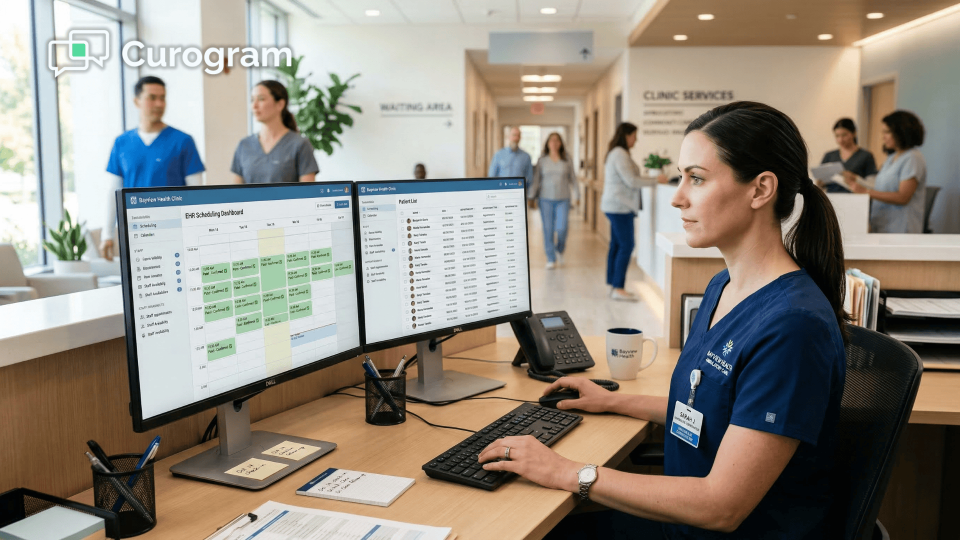 Scheduling coordinator reviewing automated appointment confirmations in NextGen PM