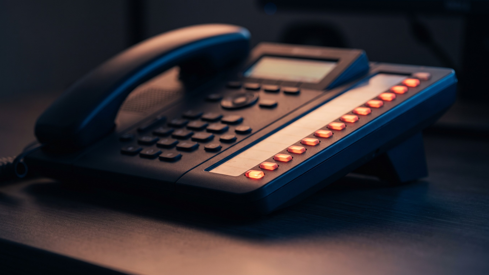 Every line lit on a front desk phone system, the call backlog two-way texting clears