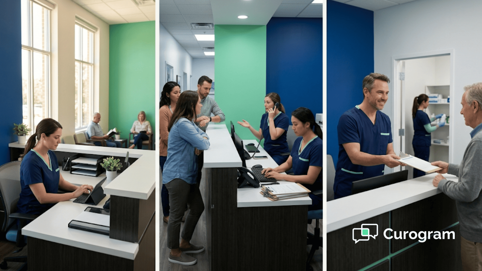 Front desks at three sister clinics show how patient engagement differs by location within one multi-site medical group