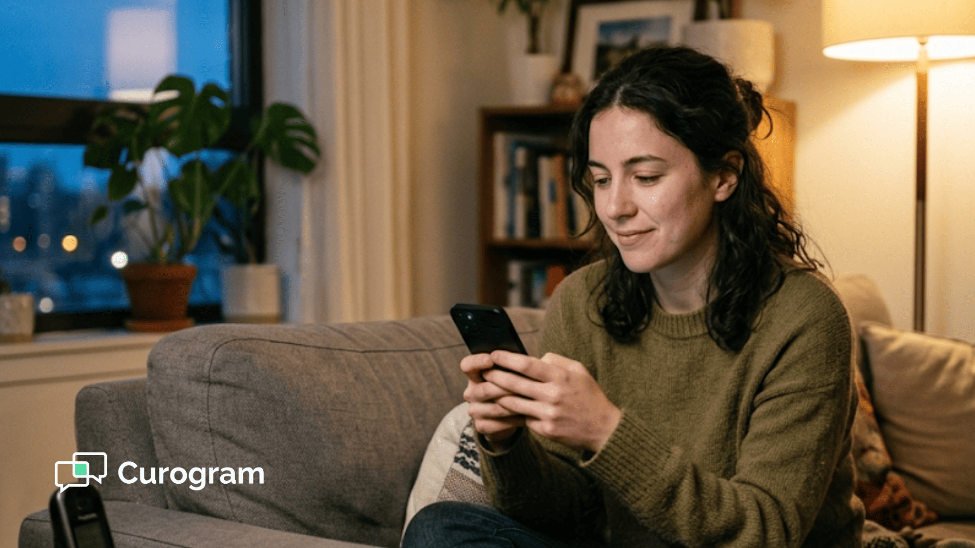 Young adult reading a recall text at home in the evening