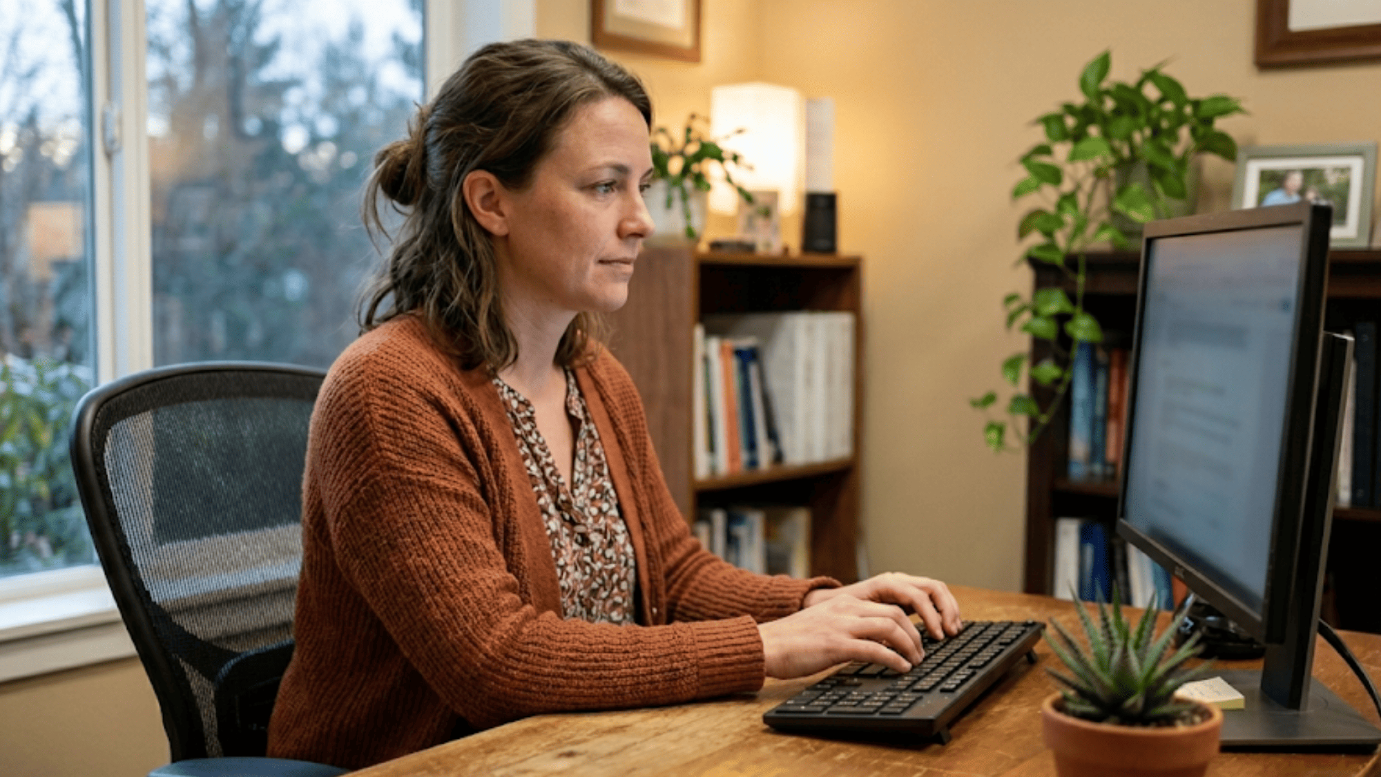 Practice staff member typing a warm recall text to re-engage inactive SUD behavioral health clients