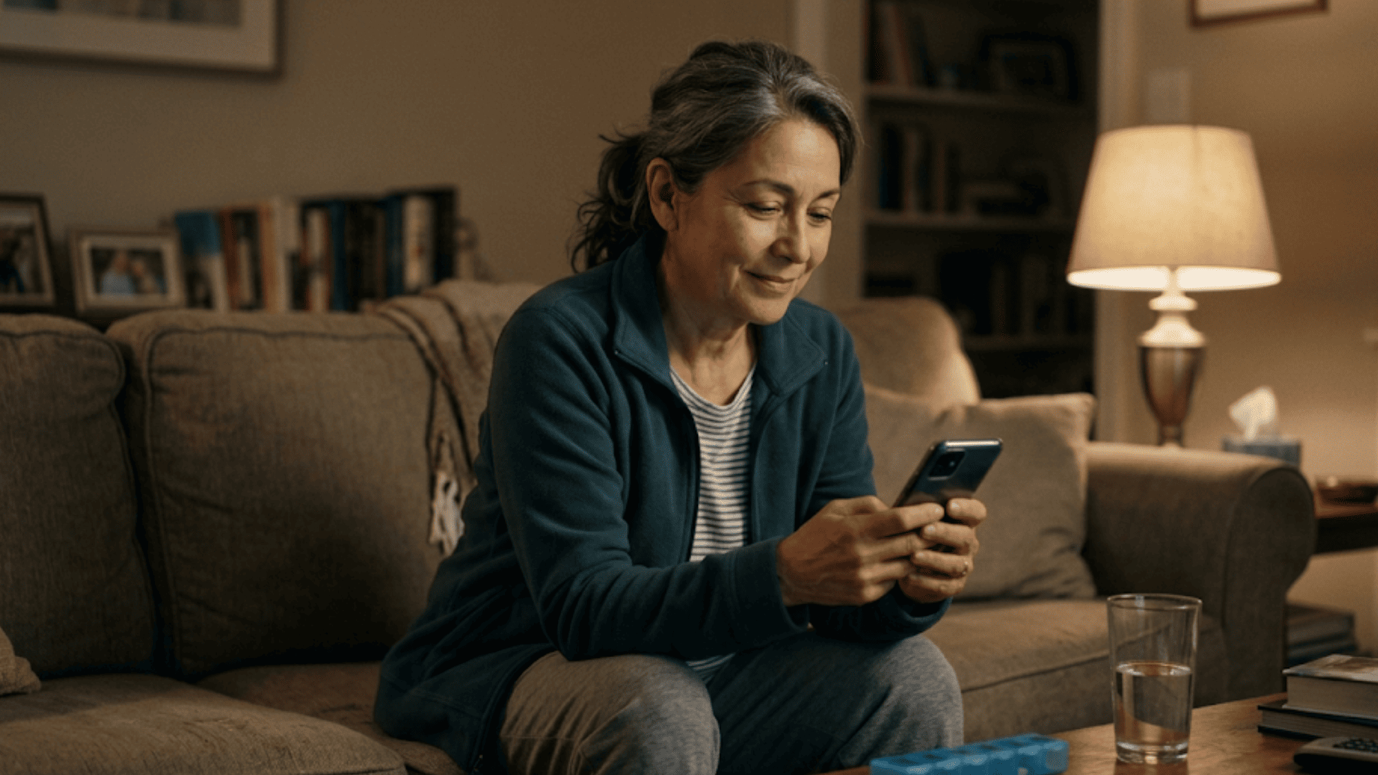 Patient calmly reading a Medstreaming appointment reminder on their phone