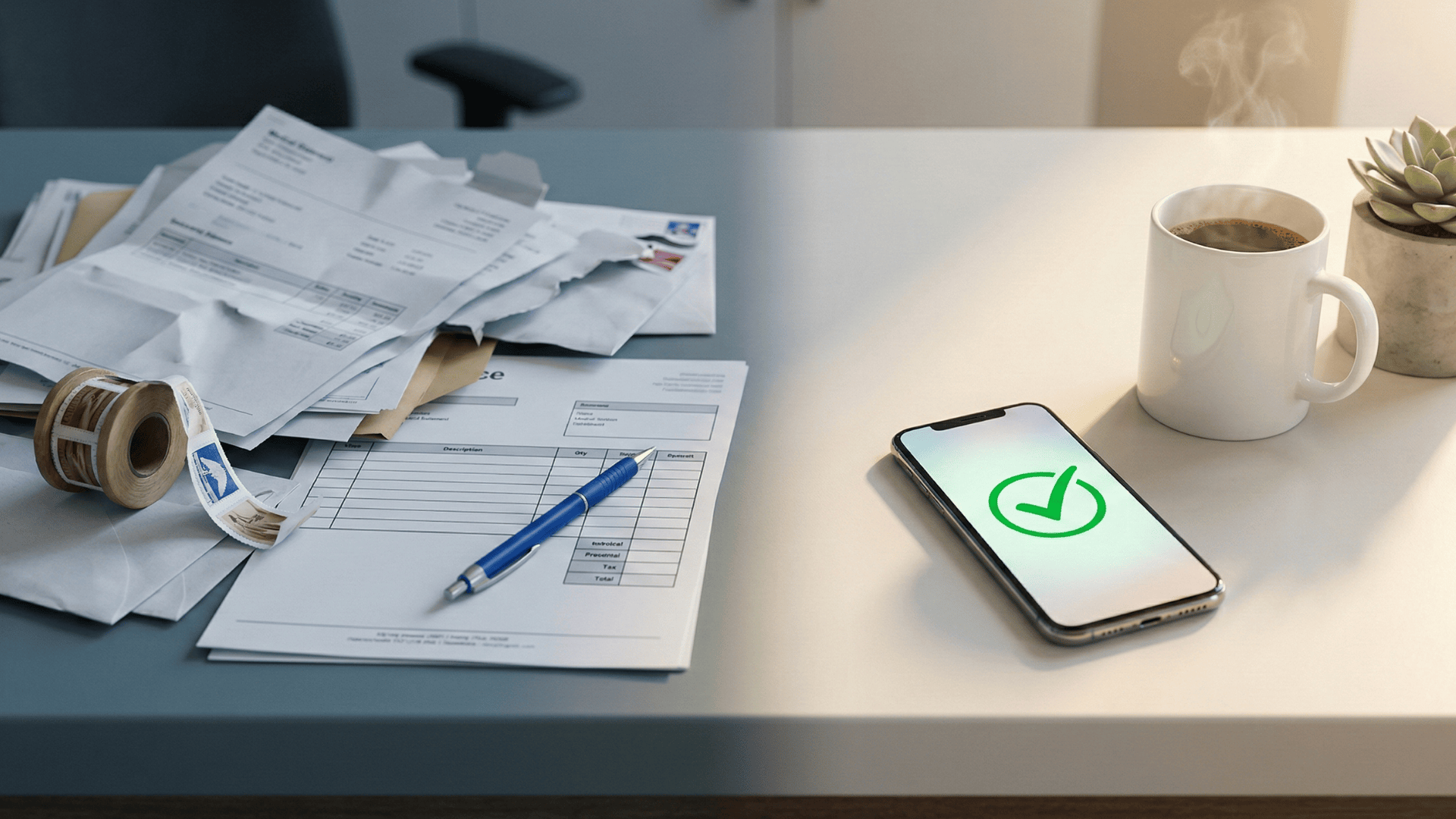 Medical office billing transformation from paper statements to smartphone payments