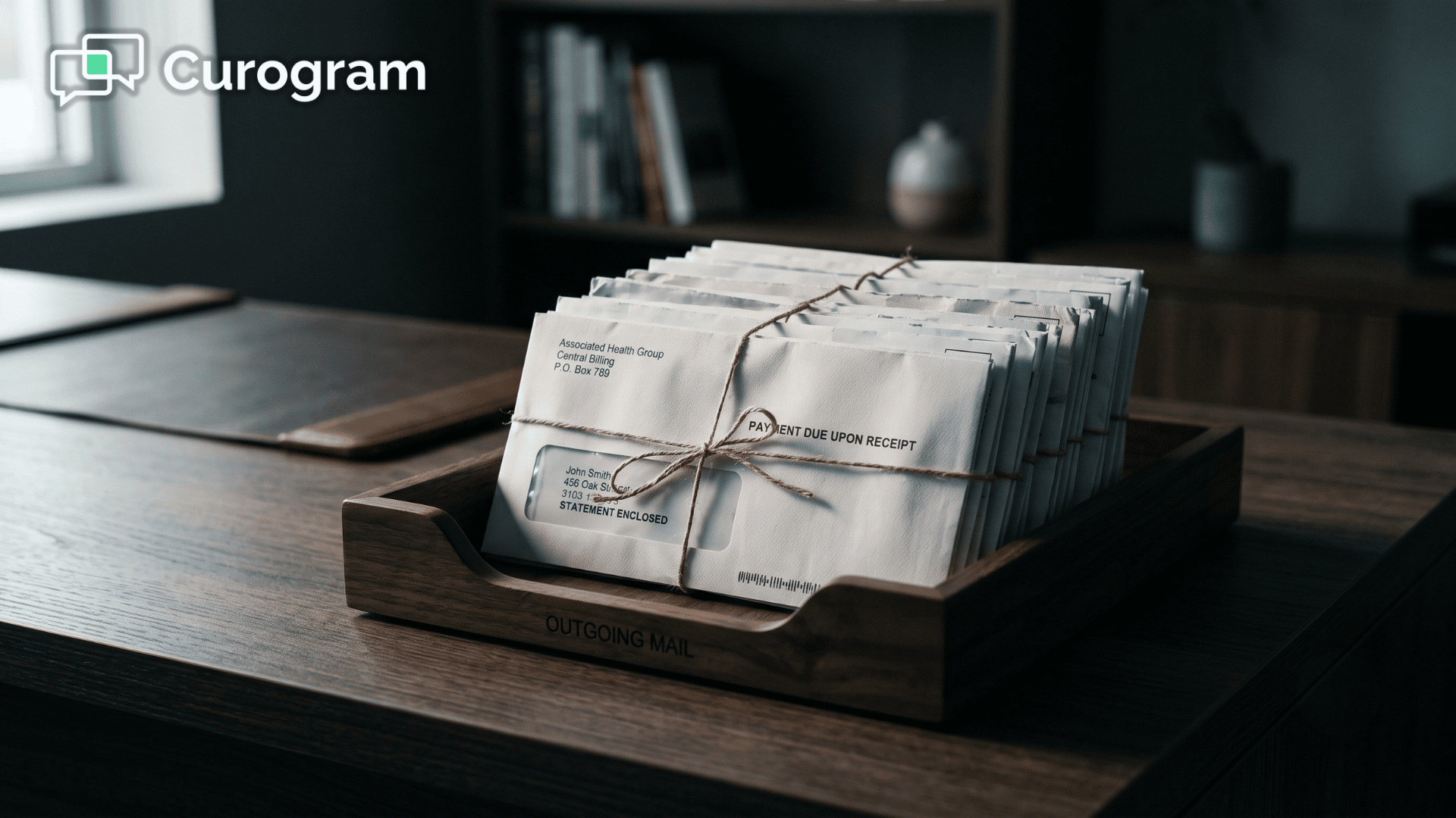 Stack of unopened paper medical billing statements a practice replaces with Text-to-Pay