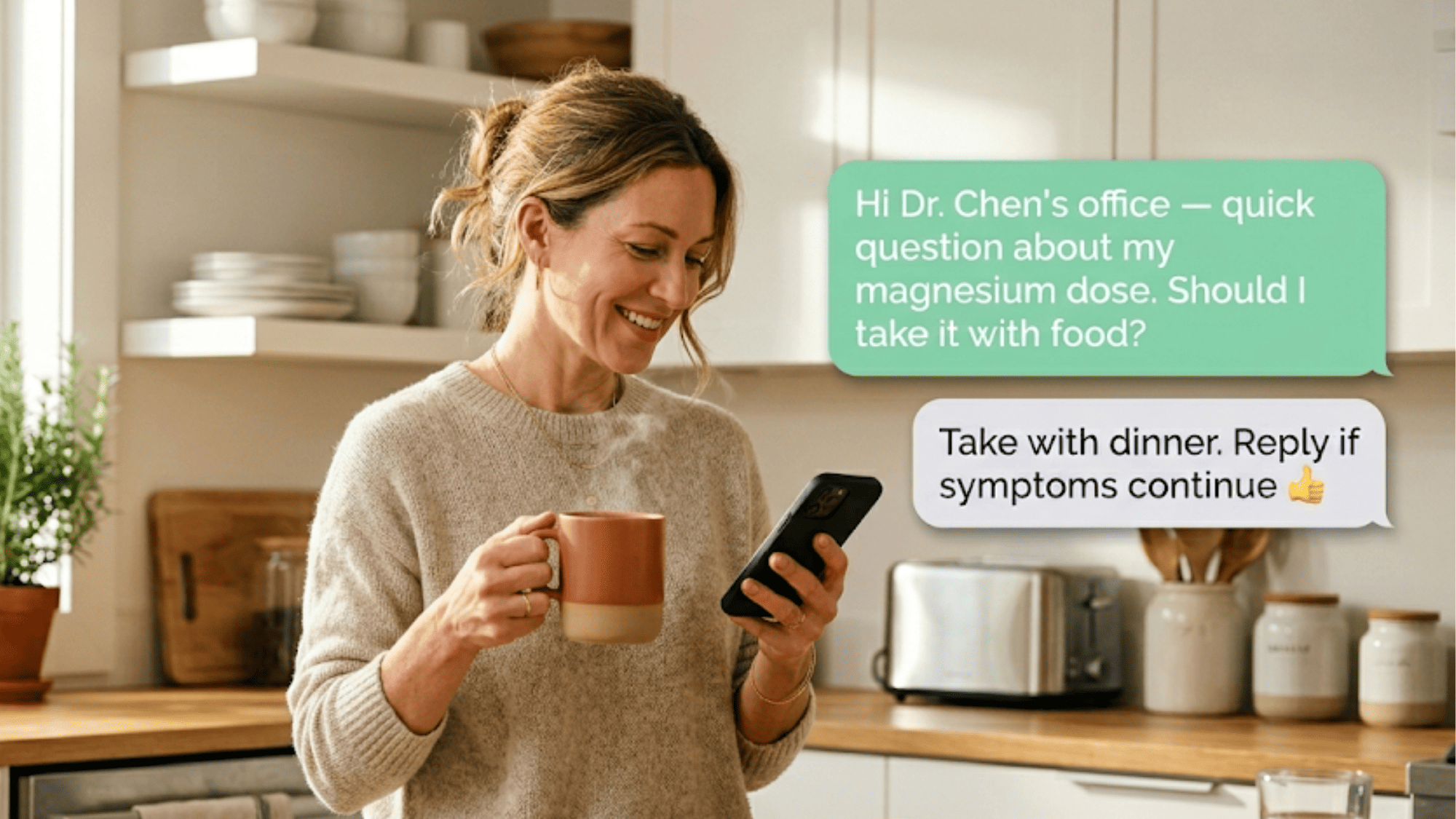 Concierge patient receiving a real-time SMS reply