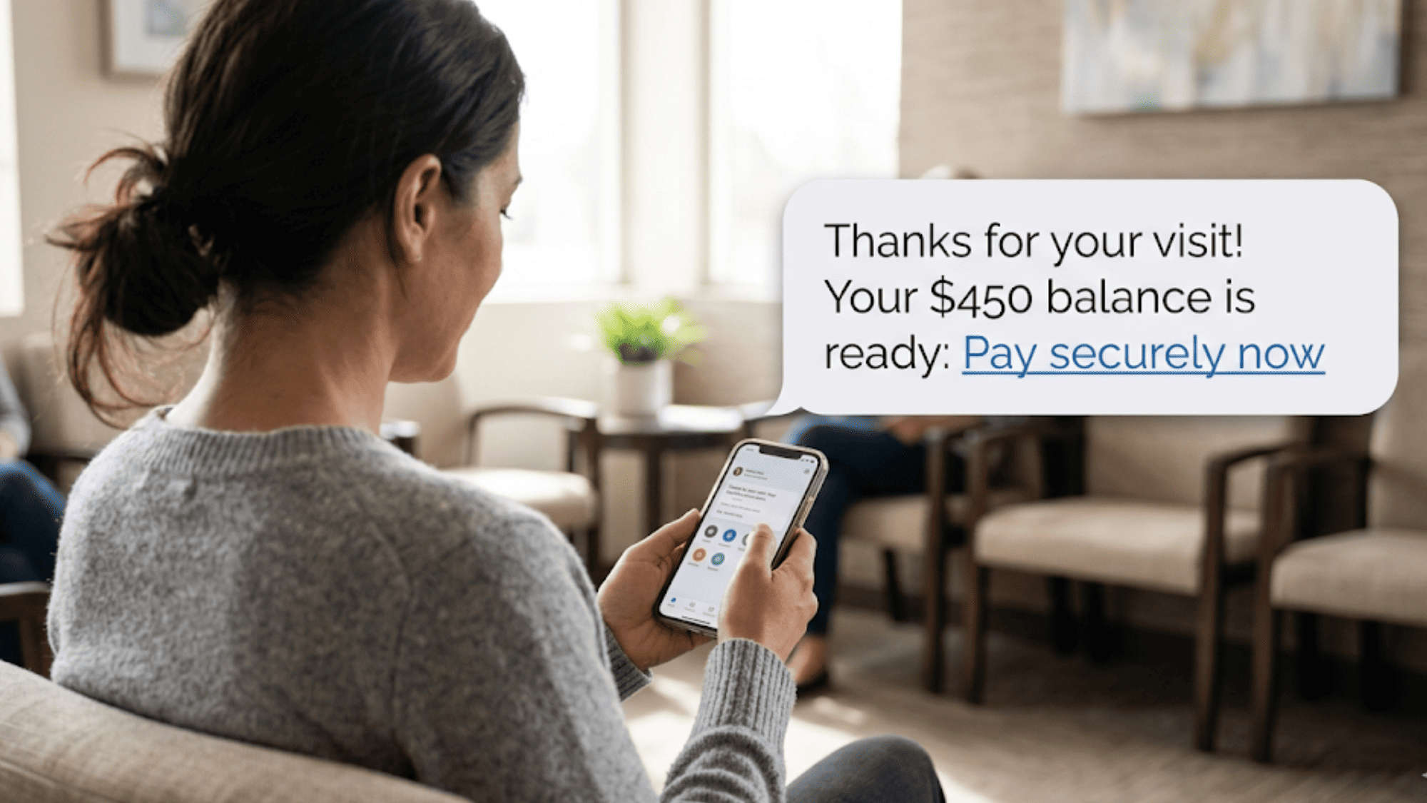 Patient viewing a secure text message payment link