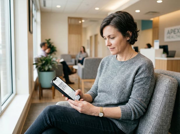 Patient viewing an appointment confirmation on her smartphone