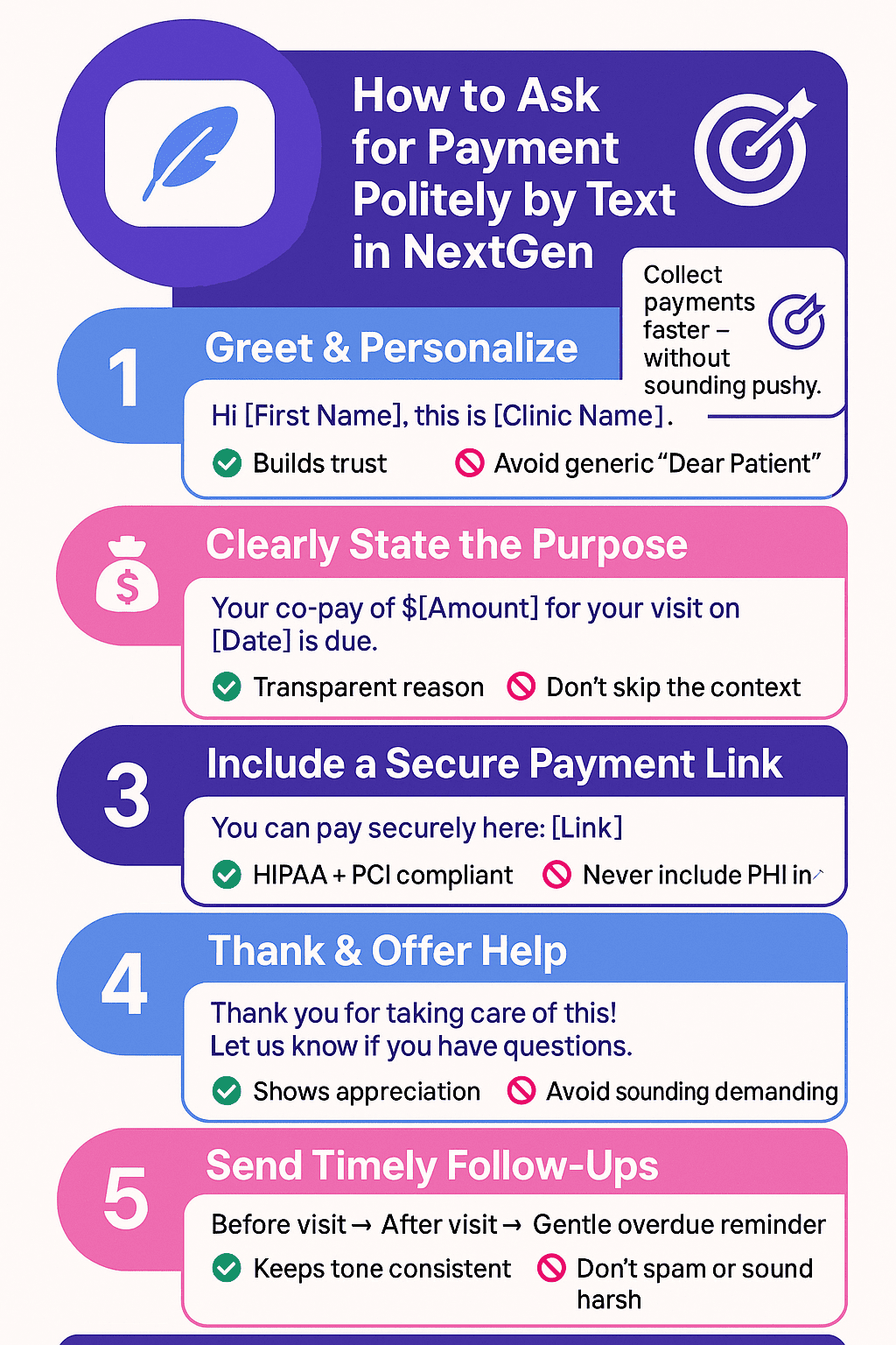 5 Steps for more polite text messages when asking for payment in healthcare