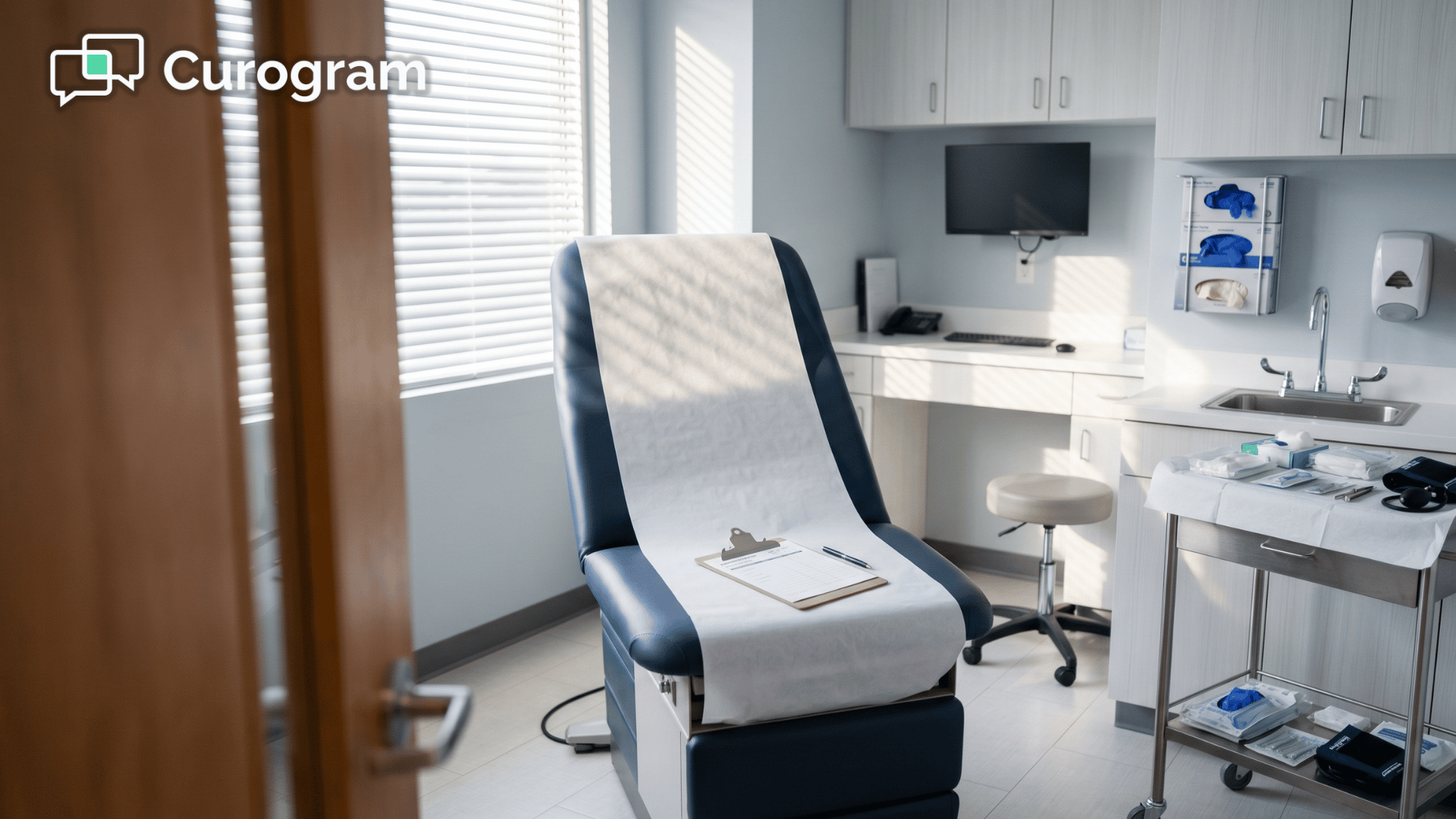 Empty exam room prepared for a no-show appointment at a specialty medical practice