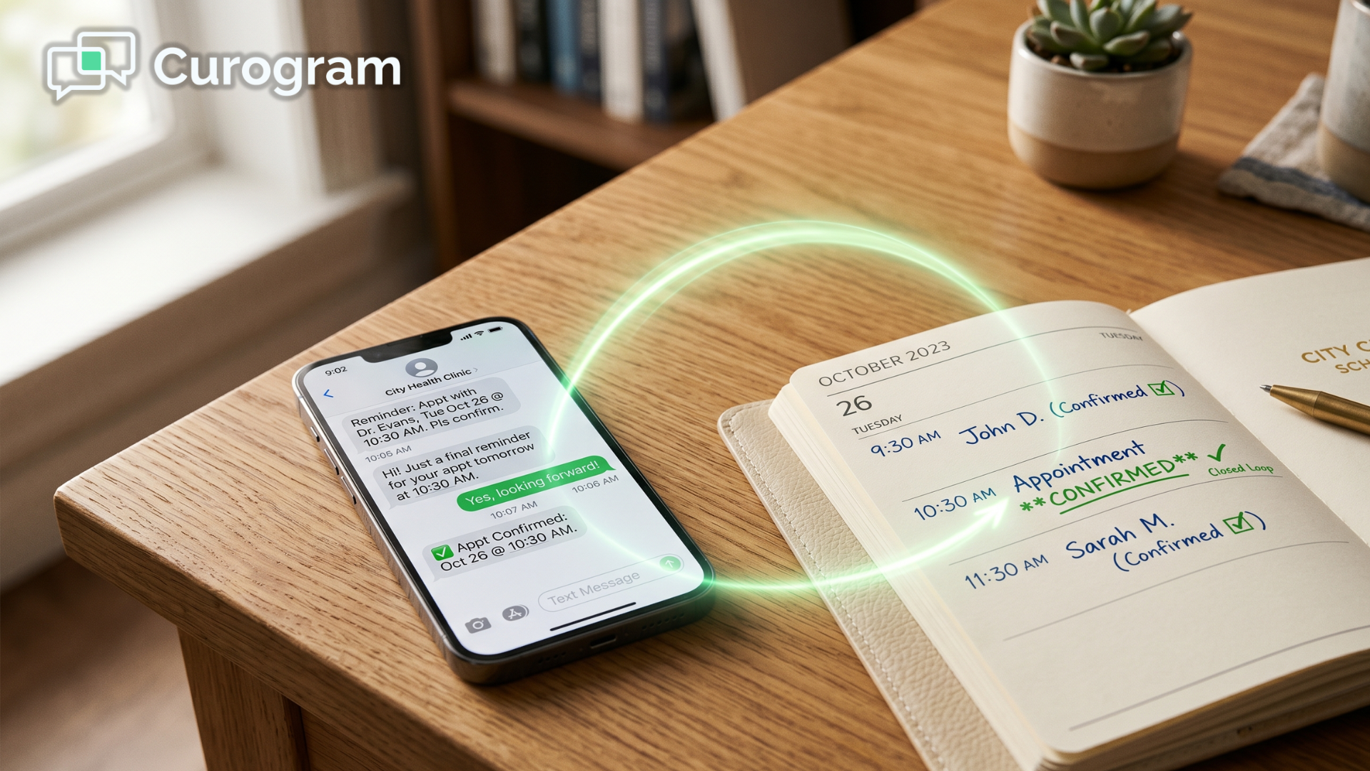 CharmHealth appointment reminders confirming visits automatically on a clinic schedule and phone