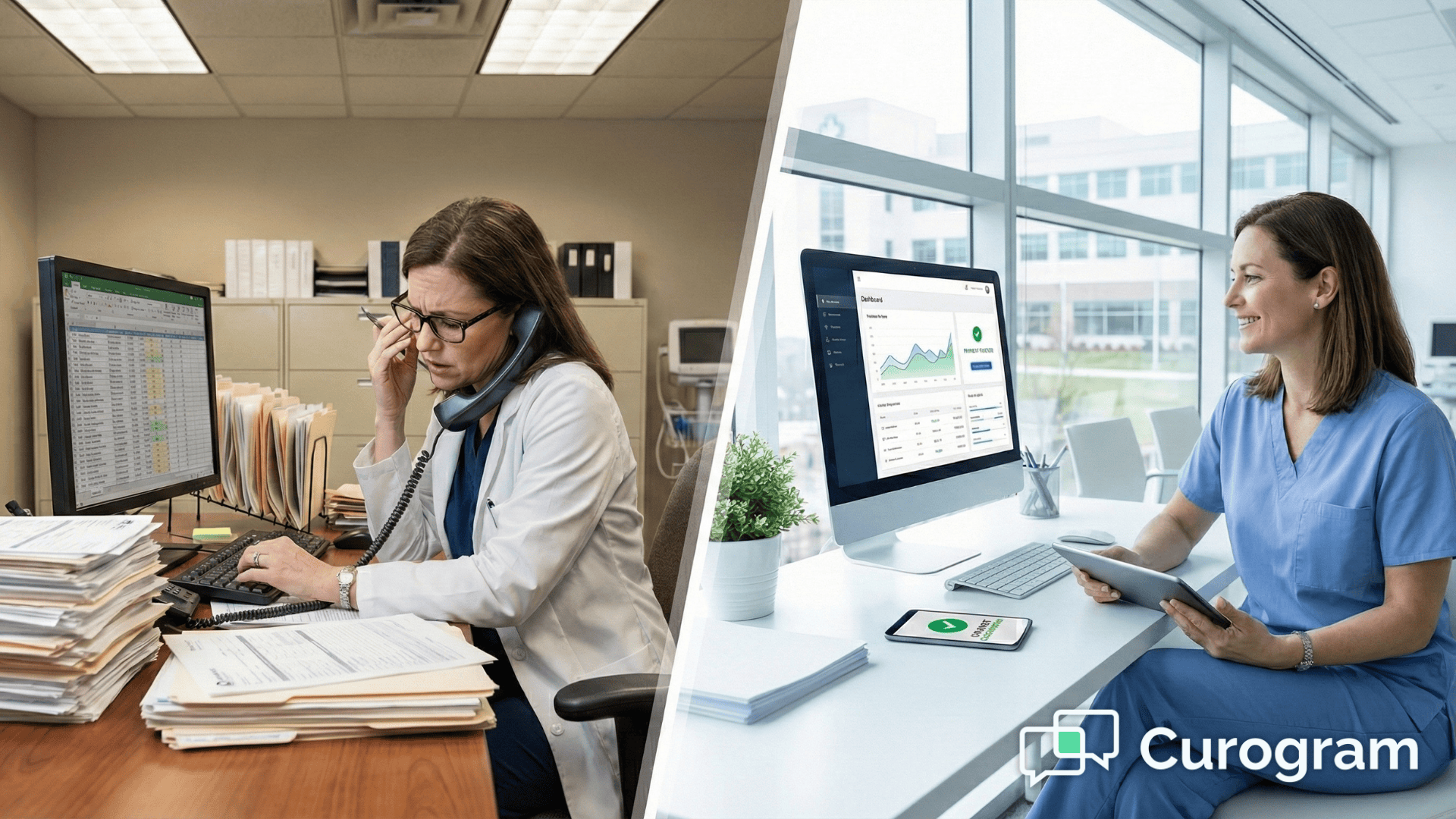 Healthcare staff using automated review request system vs manual phone calls