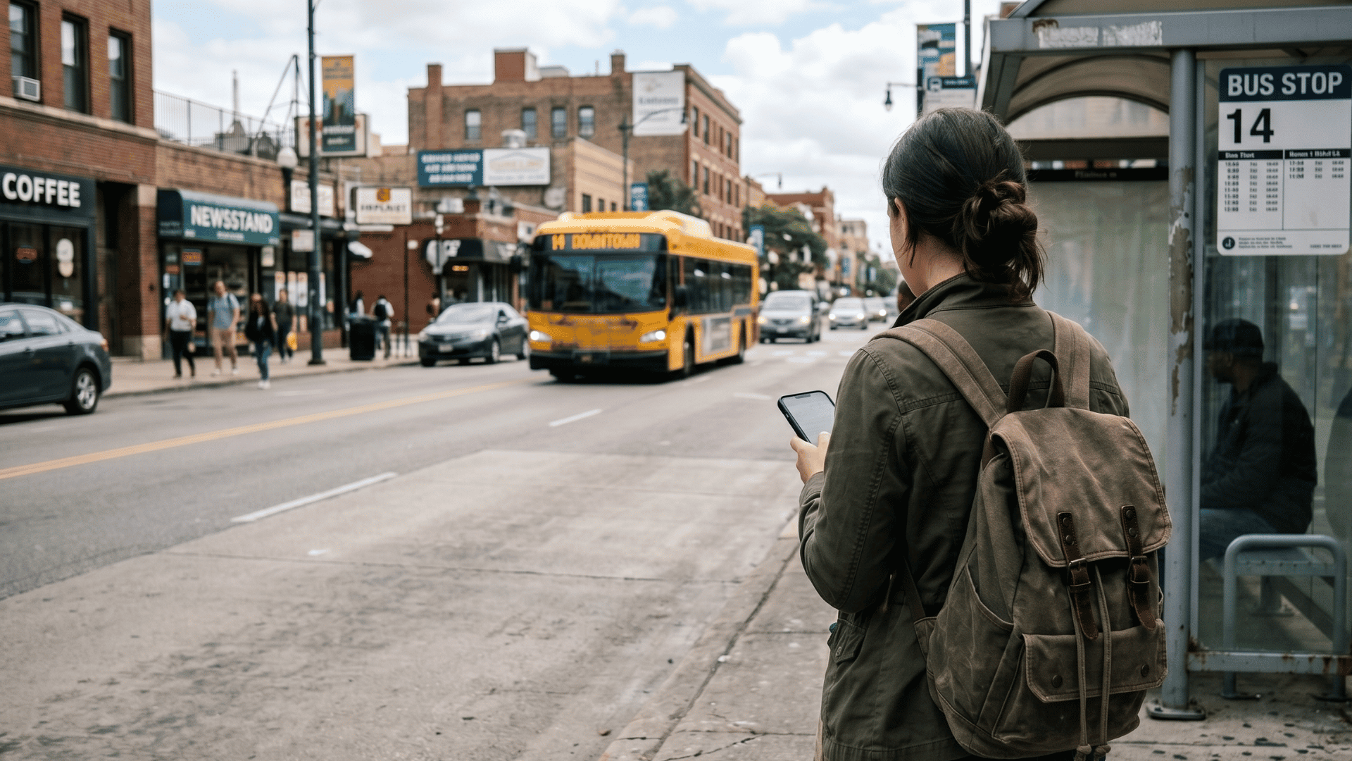 Behavioral health client reading an appointment text on their phone while out in daily life