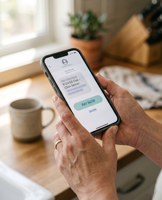 Smartphone showing a payment message