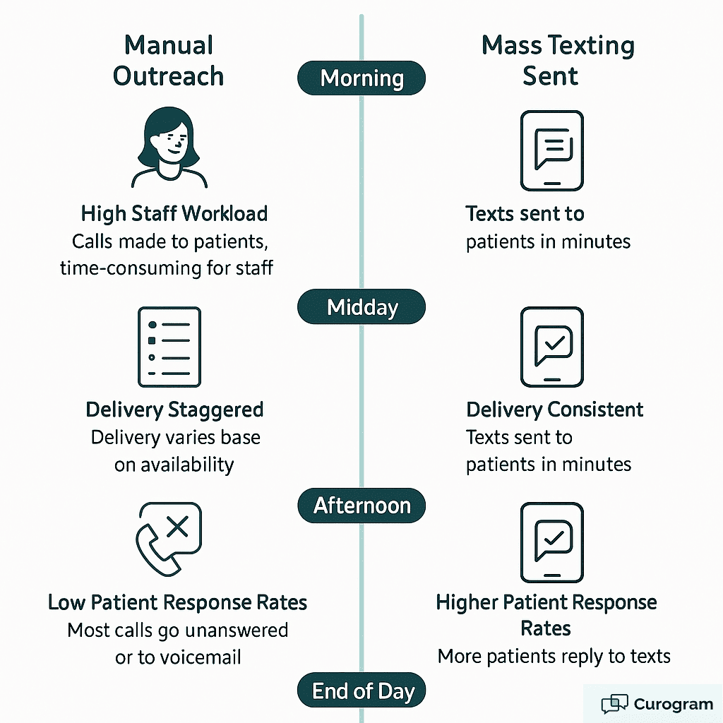 Manual outreach vs mass texting in Allscripts PM