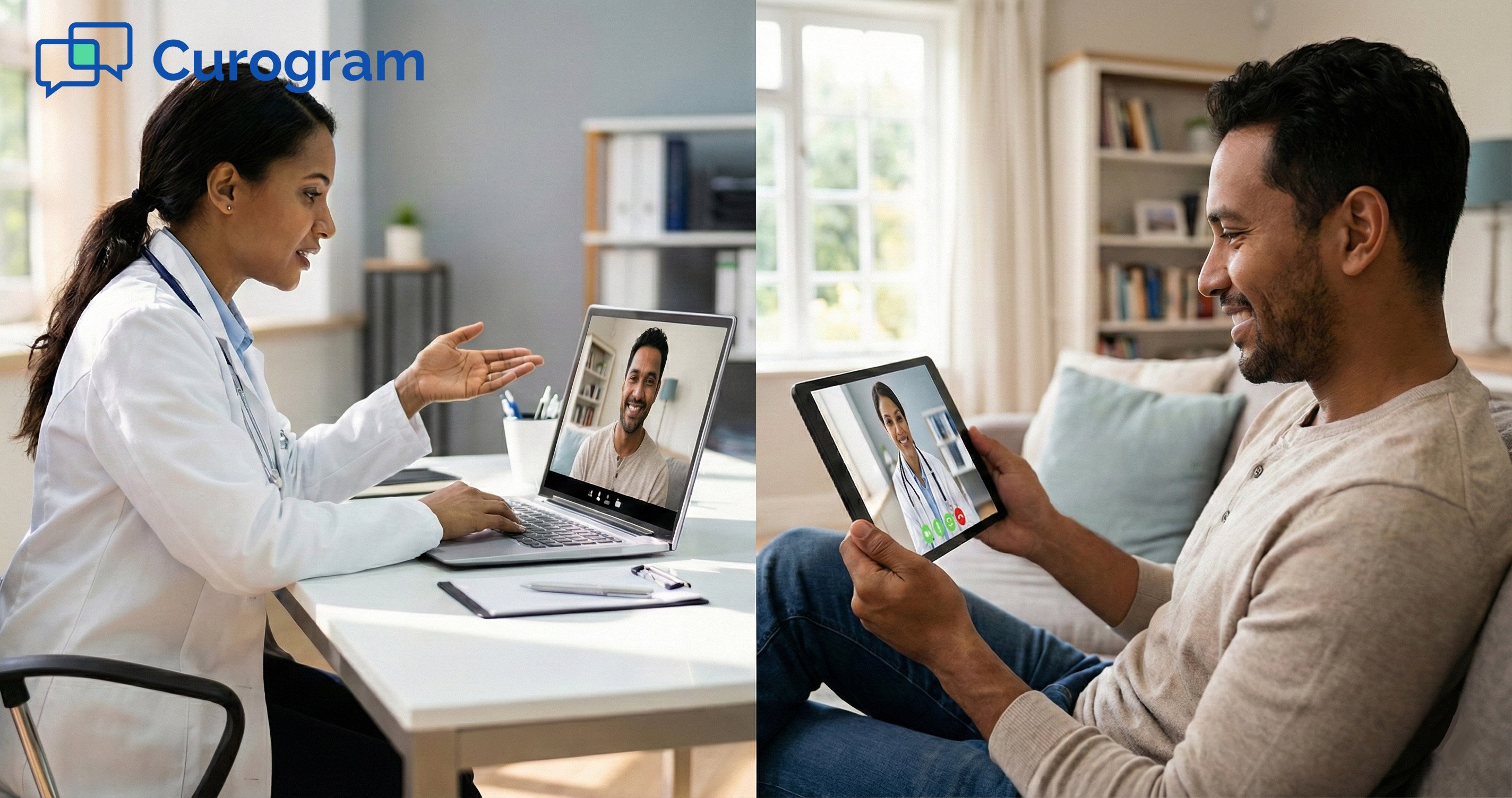 A doctor and patient engaging in a telehealth video appointment to ensure care continuity