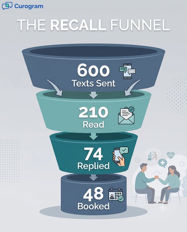 Behavioral health patient recall funnel data: text reminders to booked visits