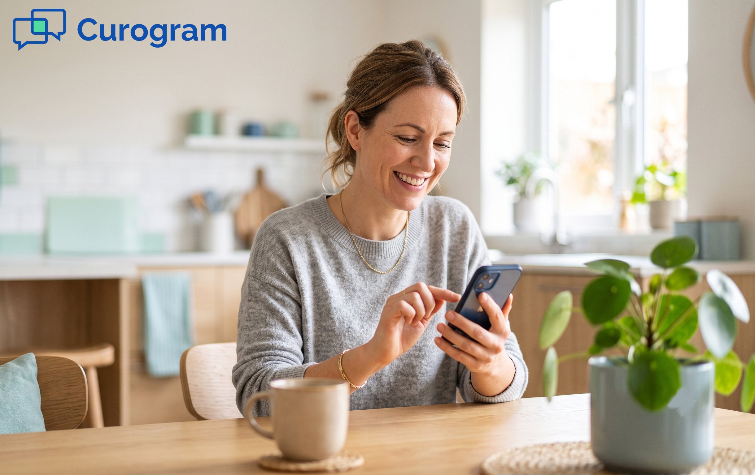 Smiling woman using her smartphone to easily pay a medical bill online