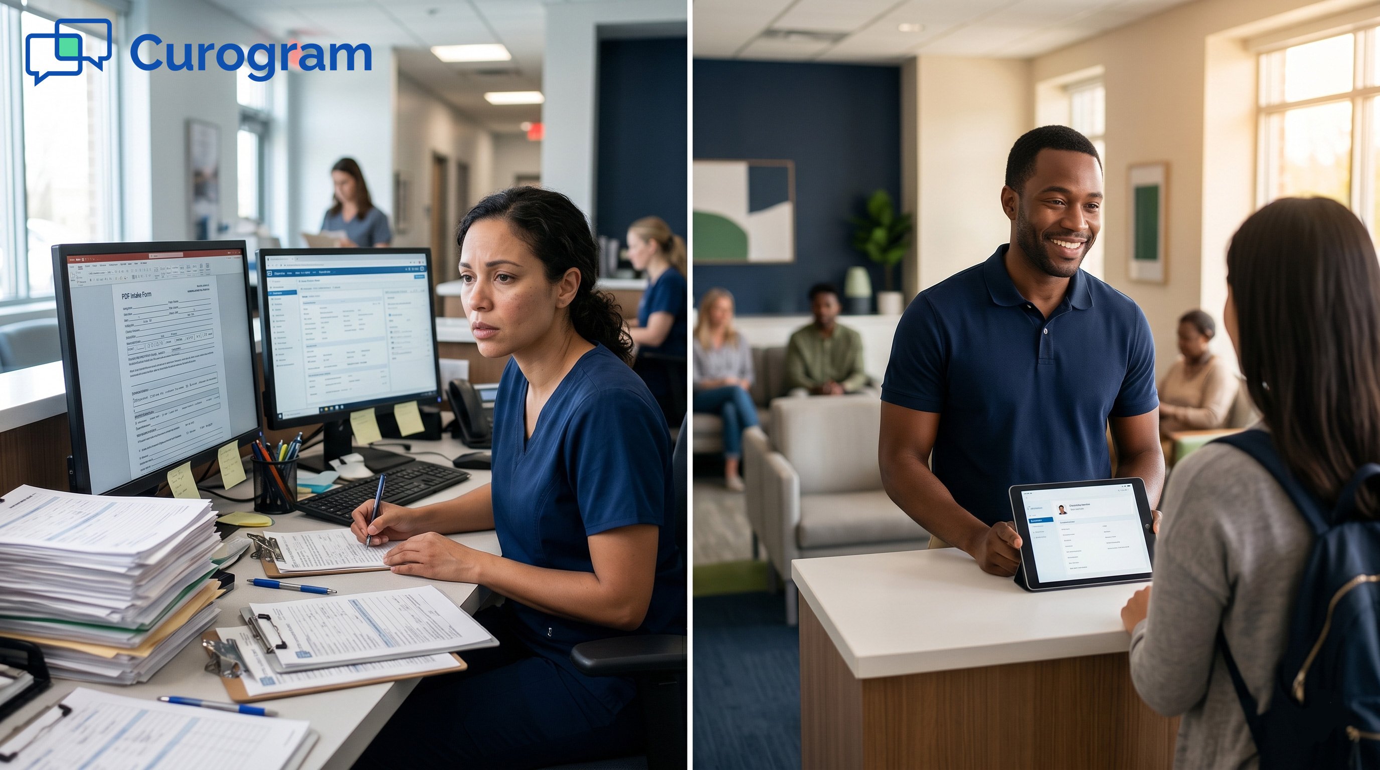 Before and after comparison of medical office patient admission workflow