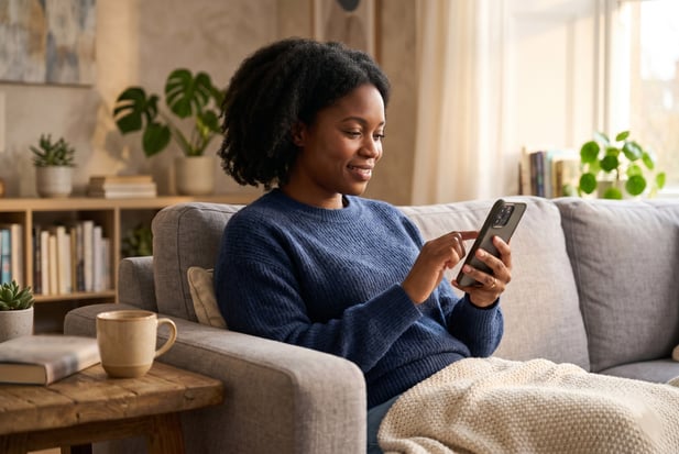 Patient completing digital intake forms on smartphone before arrival