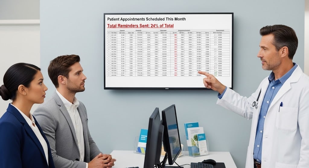 Medical practitioner shows data from doctor appointment system