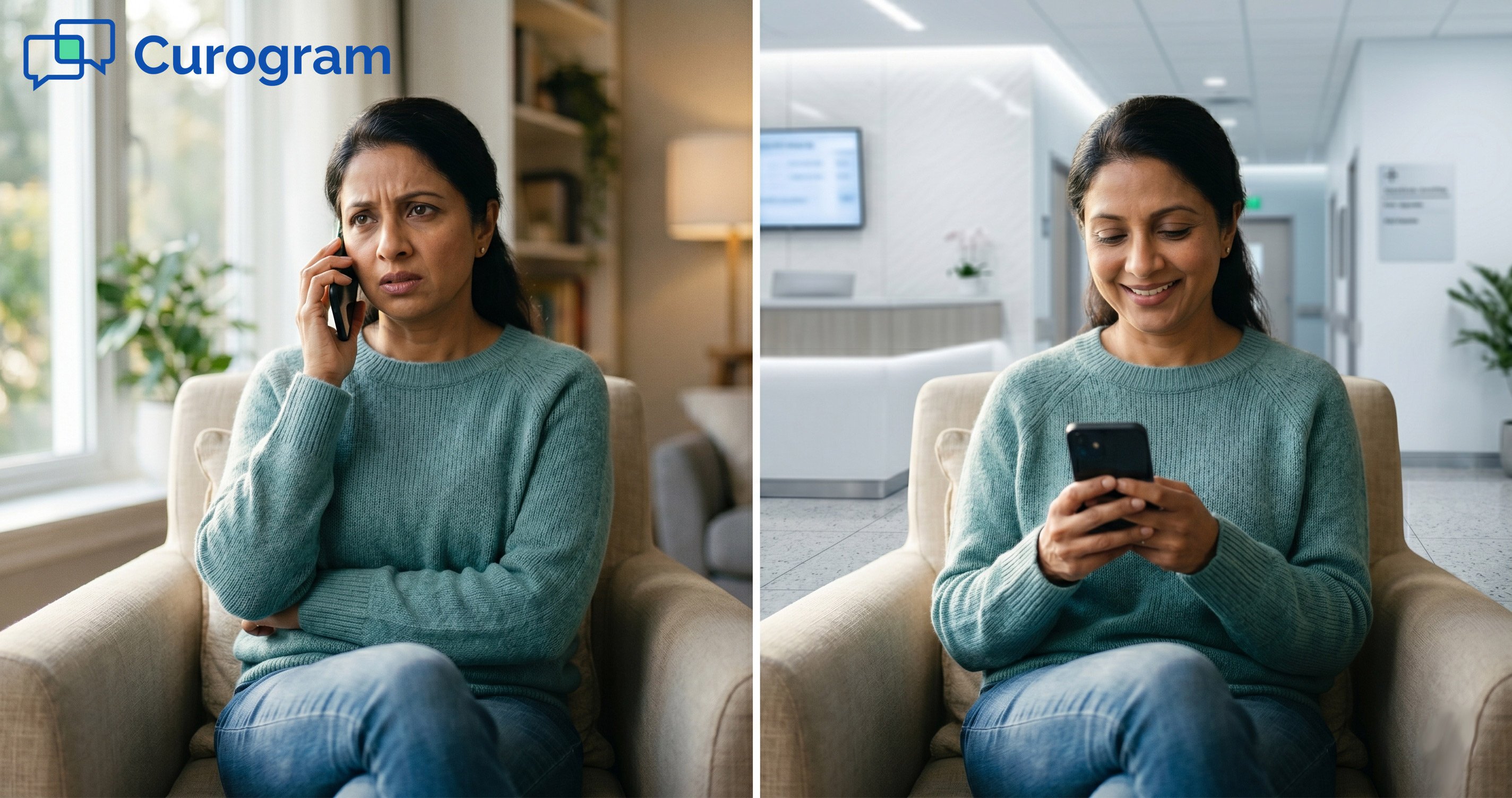 Stressed call vs. happy text confirmation for radiology patient